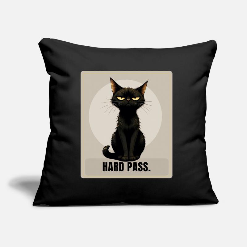 Hard Pass. – Sarcastic Black Cat Design Sofa pillowcase 17,3'' x 17,3'' (45 x 45 cm)