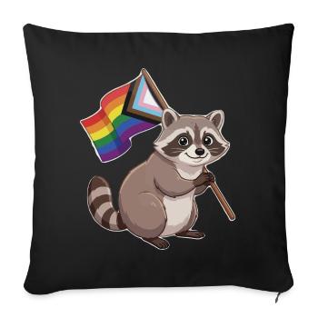 LGBTQ-Pride-Monat – Lustiger Pride-Waschbär - Sofakissenbezug 45 x 45 cm - Schwarz - Vorne