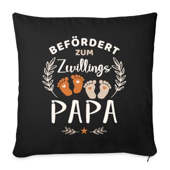 Befördert zum Zwillingspapa Papa von Zwillingen - Sofakissenbezug 45 x 45 cm - Schwarz - Vorne