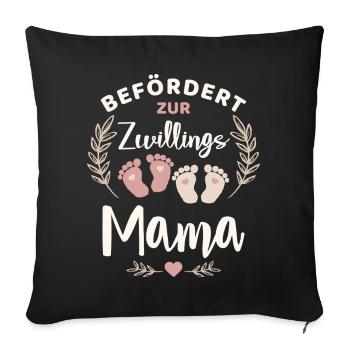 Befördert zur Zwillingsmama Mutter von Zwillingen - Sofakissenbezug 45 x 45 cm - Schwarz - Vorne