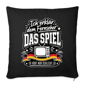 Fernseher braucht heute Coachingpflicht - Sofakissenbezug 45 x 45 cm - Schwarz - Vorne
