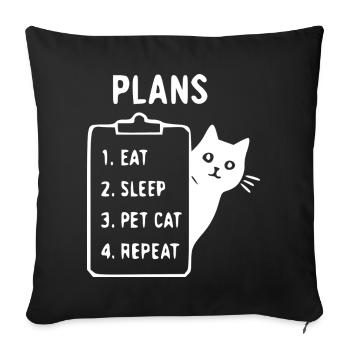 Plan pour chats : Manger, dormir, caresser - Housse de coussin décorative 45 x 45 cm - noir - Devant