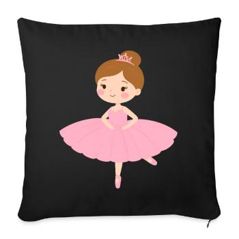 Petite ballerine en tutu rose – Décoration de danse - Housse de coussin décorative 45 x 45 cm - noir - Devant