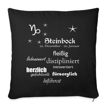 Steinbock_Sternzeichen - Sofakissenbezug 45 x 45 cm - Schwarz - Vorne