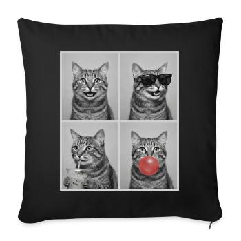 Katzen American Bobtail Katze - Sofakissenbezug 45 x 45 cm - Schwarz - Vorne