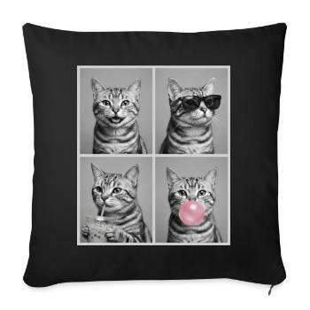 Katzen Amerikanisch Kurzhaar Katze - Sofakissenbezug 45 x 45 cm - Schwarz - Vorne