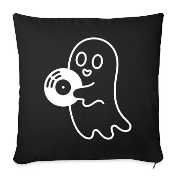 Fantôme câlin avec ballon dans les yeux - Housse de coussin décorative 45 x 45 cm - noir - Devant