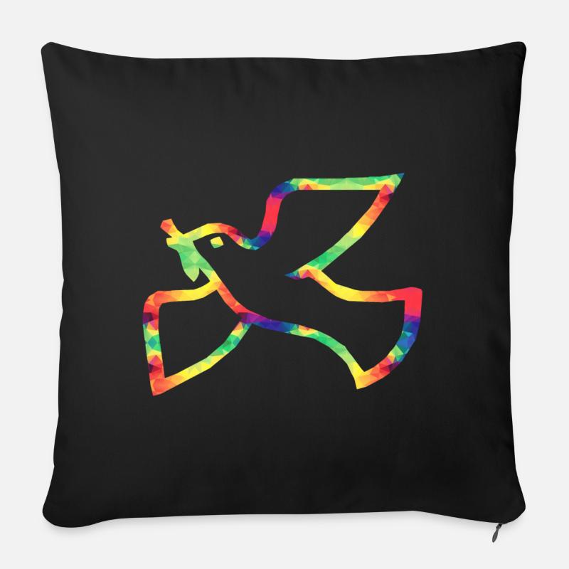 Bunte Friedenstaube - Sofakissenbezug 45 x 45 cm - Schwarz