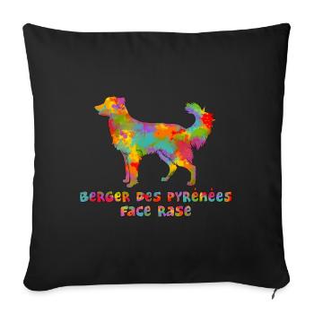 Pyrenean Shepherd Multicolor Gesicht rasiert - Sofakissenbezug 45 x 45 cm - Schwarz - Vorne