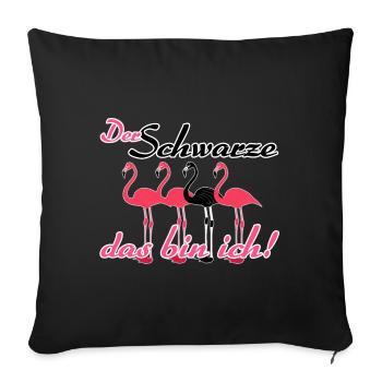 Schwarzer Flamingo, Fun, Tiere, Sprüche, Geschenk - Sofakissenbezug 45 x 45 cm - Schwarz - Vorne