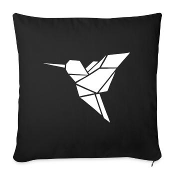 Bird Hummingbird Origami Geometric Birds White - Sofa pillowcase 17,3'' x 17,3'' (45 x 45 cm) - black - Front