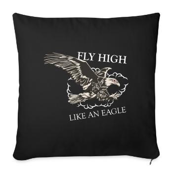 Fly high as an eagle - Weed Kiffen marijuana - Sofa pillowcase 17,3'' x 17,3'' (45 x 45 cm) - black - Front