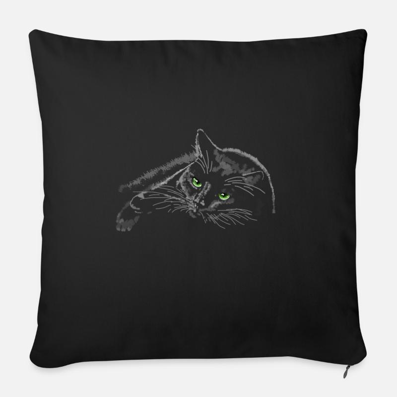 Schwarze Katze - Sofakissenbezug 45 x 45 cm - Schwarz