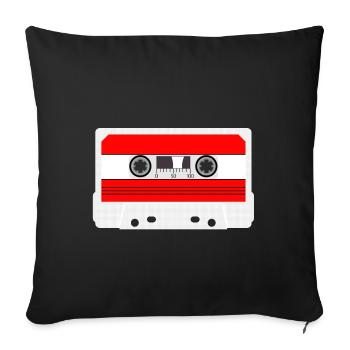 Music cassette, audio cassette, SA90, audio cassette - Sofa pillowcase 17,3'' x 17,3'' (45 x 45 cm) - black - Front