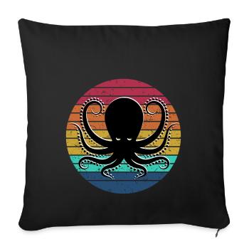 Octopus Retro Tintenfisch Krake - Sofakissenbezug 45 x 45 cm - Schwarz - Vorne