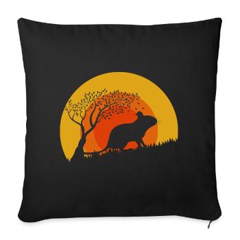 Degu Sunset | Gift for Deguhalter | DEGUS - Sofa pillowcase 17,3'' x 17,3'' (45 x 45 cm) - black - Front