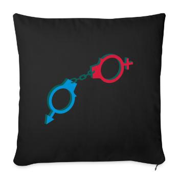 Handcuffs male and female symbol - Sofa pillowcase 17,3'' x 17,3'' (45 x 45 cm) - black - Front
