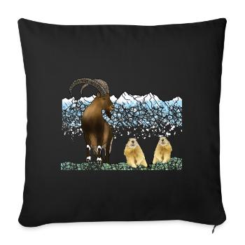 Capricorne, Marmottes, Montagnes - Housse de coussin décorative 45 x 45 cm - noir - Devant