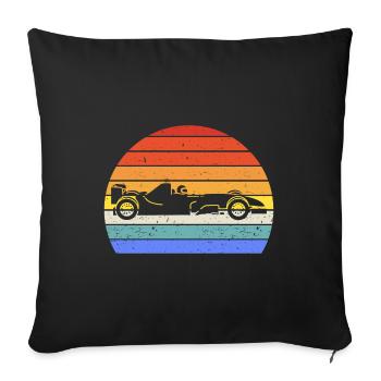 Vintage Retro Formula Car Racing Car V - Housse de coussin décorative 45 x 45 cm - noir - Devant