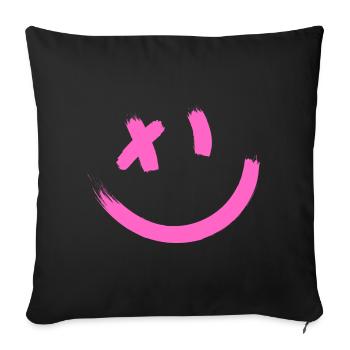 SOURIRE SMILE AND CLIN of OEIL gift humor idea - Sofa pillowcase 17,3'' x 17,3'' (45 x 45 cm) - black - Front