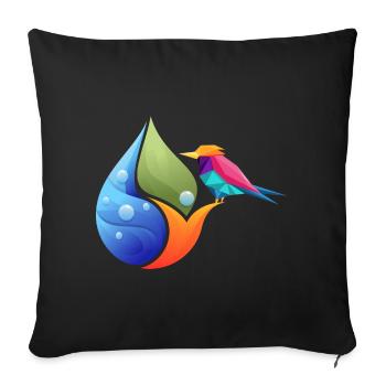 Geometric Hummingbird Over Color Sheet - Sofa pillowcase 17,3'' x 17,3'' (45 x 45 cm) - black - Front