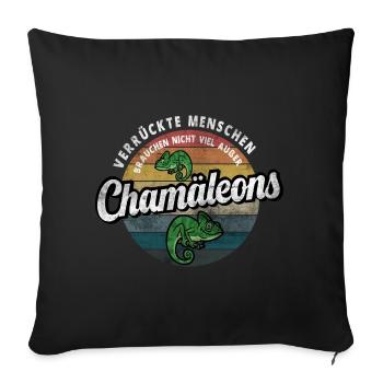 Chamäleon witzige Reptilien Sprüche Chamäleons - Sofakissenbezug 45 x 45 cm - Schwarz - Vorne