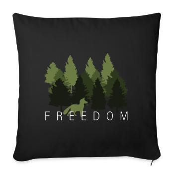 Fuchs Wald Freiheit Spruch - Sofakissenbezug 45 x 45 cm - Schwarz - Vorne