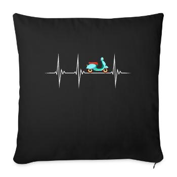 Moped Scooter Moped Driver Two-Stroke Heartbeat - Sofa pillowcase 17,3'' x 17,3'' (45 x 45 cm) - black - Front