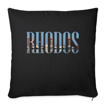 Rhodes vacances avec plage, Moulins à vent Grèce - Housse de coussin décorative 45 x 45 cm - noir - Devant