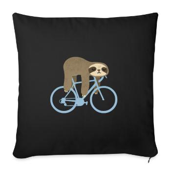 Faultier Fahrrad - Sofakissenbezug 45 x 45 cm - Schwarz - Vorne