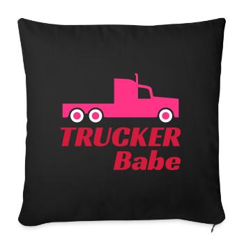 Trucker babe (Zugmaschine) - Sofakissenbezug 45 x 45 cm - Schwarz - Vorne