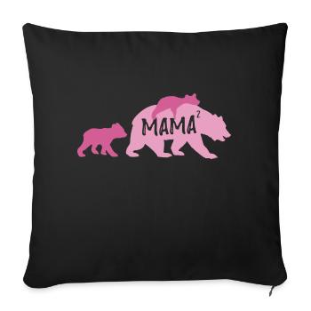 Mama Bear haut 2 petits - Housse de coussin décorative 45 x 45 cm - noir - Devant
