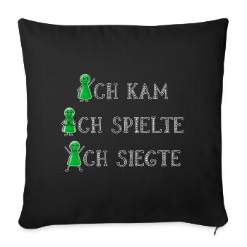 Grün gewinnt immer Brettspieler Glücksshirt - Sofakissenbezug 45 x 45 cm - Schwarz - Vorne