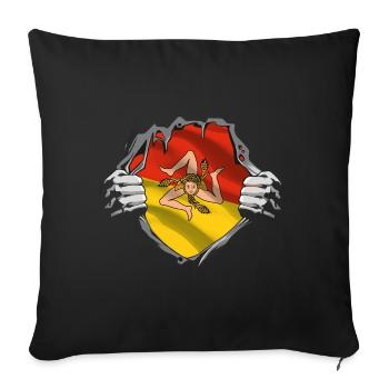 Sicily Flag Italy Palermo Trinacria Italia - Sofa pillowcase 17,3'' x 17,3'' (45 x 45 cm) - black - Front