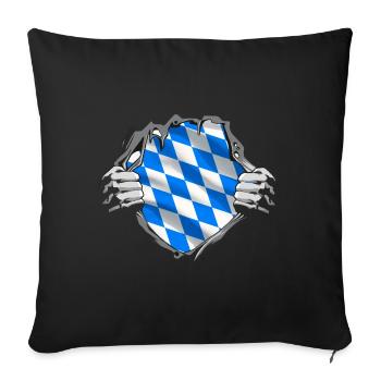 Drapeau bavarois d’occasion Look Drapeau bavarois Vintage - Housse de coussin décorative 45 x 45 cm - noir - Devant