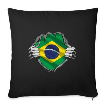 Brésil Drapeau Brésilien Drapeau Amérique du Sud - Housse de coussin décorative 45 x 45 cm - noir - Devant