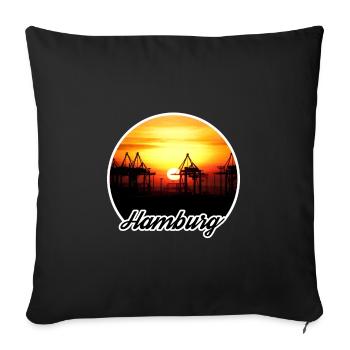 Hamburg Harbor Sunset - Sofa pillowcase 17,3'' x 17,3'' (45 x 45 cm) - black - Front