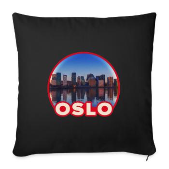 Oslo Skyline Round Logo - Sofa pillowcase 17,3'' x 17,3'' (45 x 45 cm) - black - Front