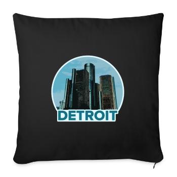 Detroit City Skyline Badge - Sofa pillowcase 17,3'' x 17,3'' (45 x 45 cm) - black - Front