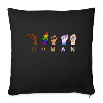 One Race - Humain, Respect, Fierté - Signes de la main - Housse de coussin décorative 45 x 45 cm - noir - Devant