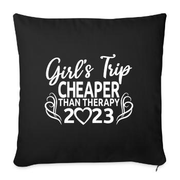 Voyage de fille moins cher que la thérapie 2023 Girls Party - Housse de coussin décorative 45 x 45 cm - noir - Devant