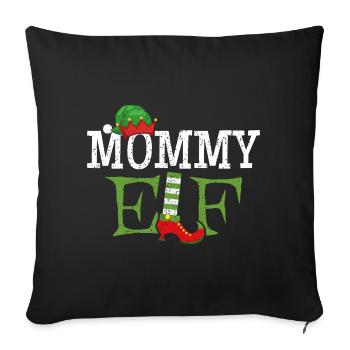 Mommy Elf - Mama der Weihnachts-Elf - Sofakissenbezug 45 x 45 cm - Schwarz - Vorne
