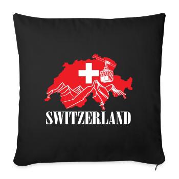 Suisse Carte Drapeau Suisse - Housse de coussin décorative 45 x 45 cm - noir - Devant