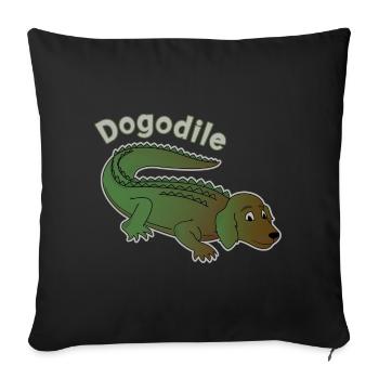 Dogodile Hundekrokodil Design - Sofakissenbezug 45 x 45 cm - Schwarz - Vorne