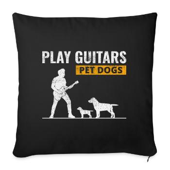 Play Guitars Pet Dogs Music Musician Bassist Funny - Sofa pillowcase 17,3'' x 17,3'' (45 x 45 cm) - black - Front