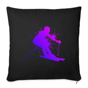 Ski Hommes Skieurs Ski Sports d’hiver - Housse de coussin décorative 45 x 45 cm - noir - Devant