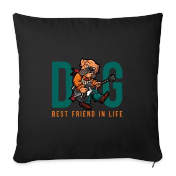 Pug Dog Dog Meilleur ami dans la vie - Housse de coussin décorative 45 x 45 cm - noir - Devant