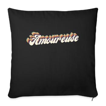 amoureuse vintage - Housse de coussin décorative 45 x 45 cm - noir - Devant