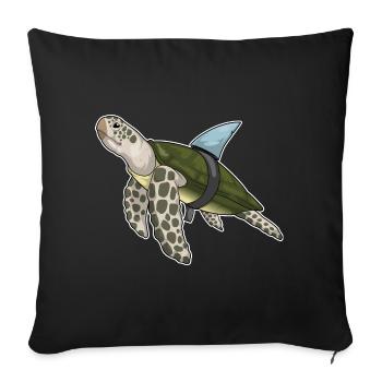 Aileron de requin tortue - Housse de coussin décorative 45 x 45 cm - noir - Devant