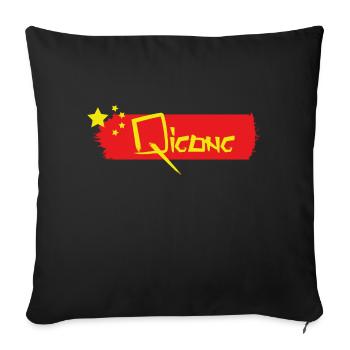 Qigong porcelaine - Housse de coussin décorative 45 x 45 cm - noir - Devant